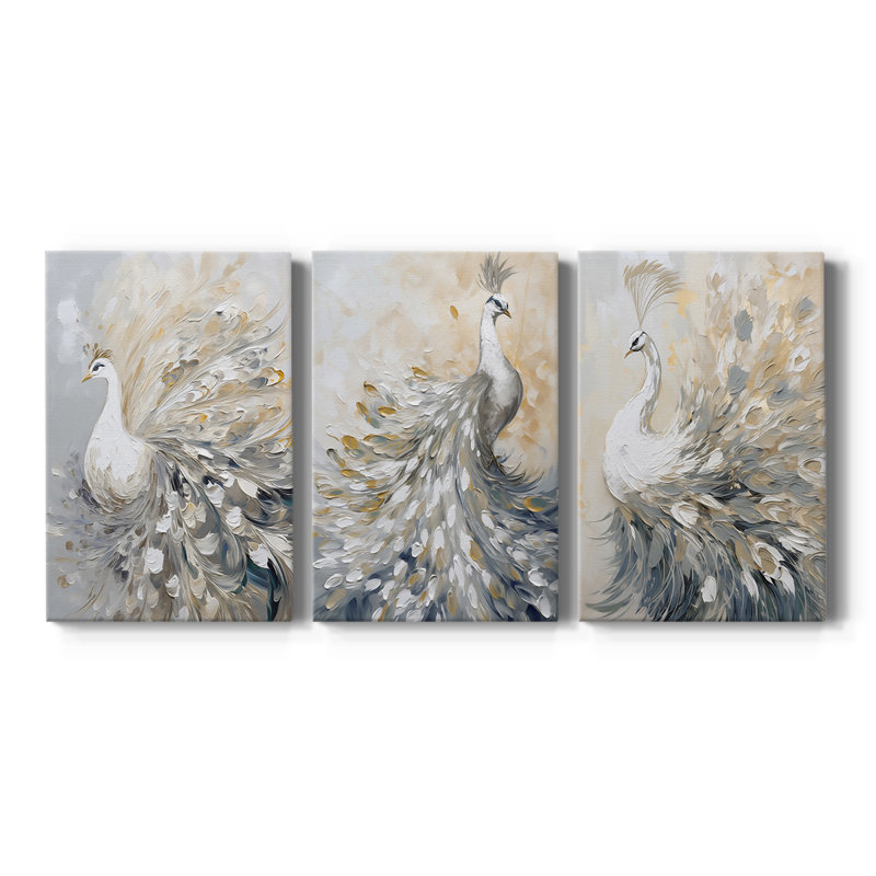 ANIMALS Series CCXLV III - Toile tendue avec châssis sur mesure - 3 pièces, H 36 po x l 72 po