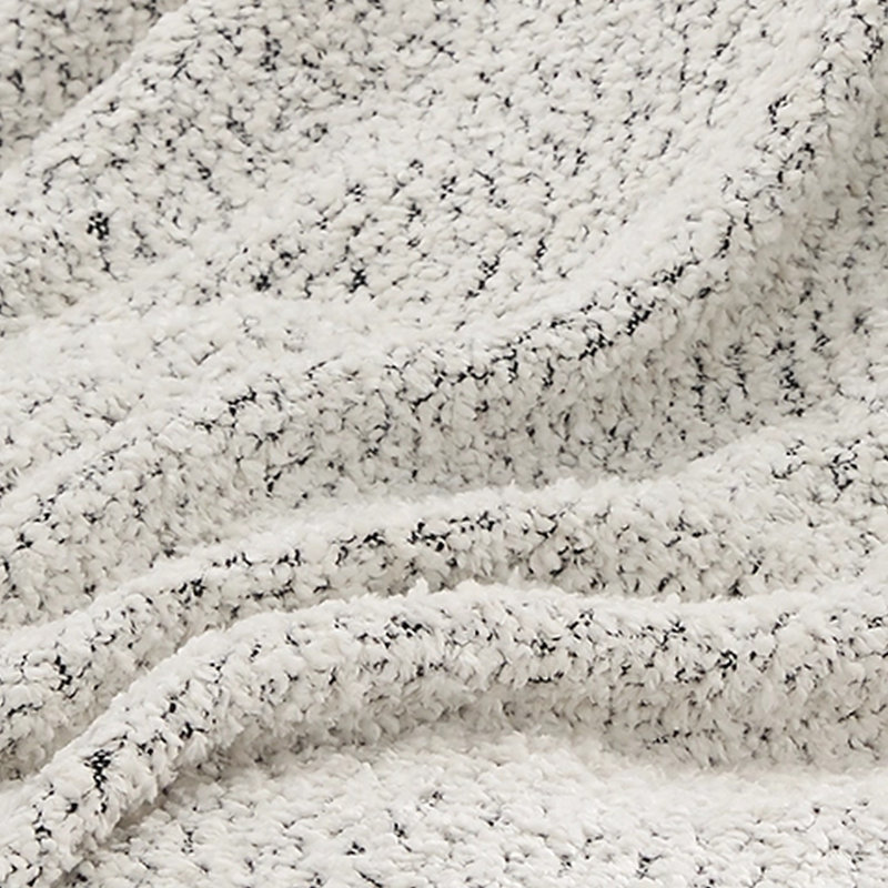 Leonita Black and White Chenille Throw Blanket with Fringe