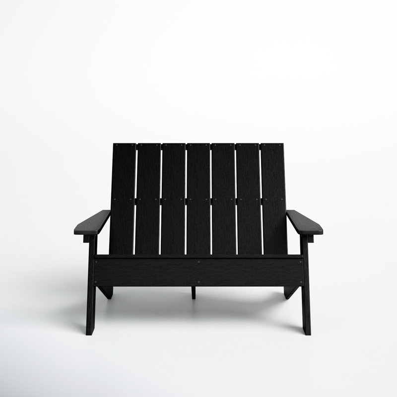 Byrnes Recycled Plastic Double Adirondack Loveseat, Black