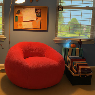 Fauteuil à billes rond, fauteuil en peluche à mémoire de forme avec dossier et accoudoirs