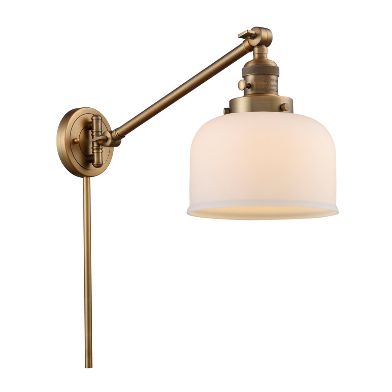 Bras pivotant à 1 lumière à intensité variable Talton, Ampoule DEL rétro de 3,5 watts, Laiton brossé, Boîtier blanc mat