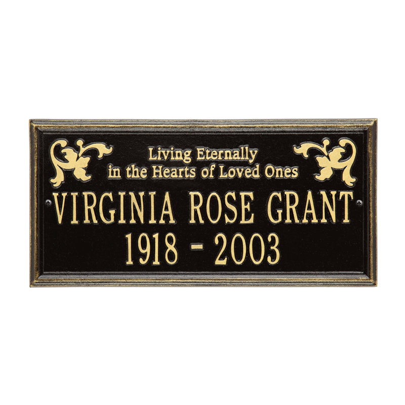 Wilmington 'Living Eternally' Memorial Plaque, Yes, Black/Gold