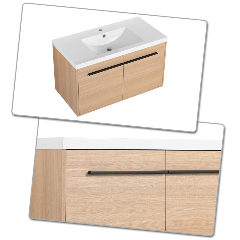 Herlef 35.45'' Single Bathroom Vanity with Resin Top