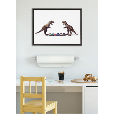 Dino Cars Faceoff by Saint and Sailor Studios Framed Canvas Wall Art Print