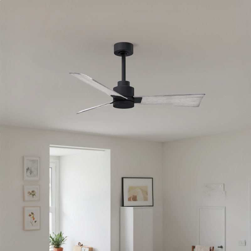 Ventilateur de plafond Alessandra 42, Noir mat, Ton bois de grange