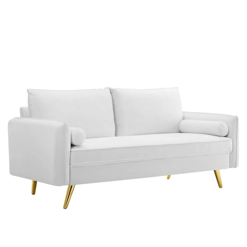 Audrey 72'' Velvet Sofa, White Velvet