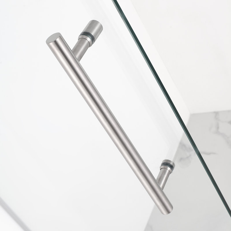 Porte de douche à charnière sans cadre l 31,75 po - l 32,25 po Kinkade, Acier inoxydable