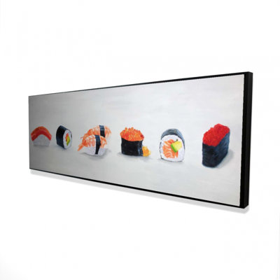 Delicious Sushis Canvas - Asian Food Gray Framed Home Decor