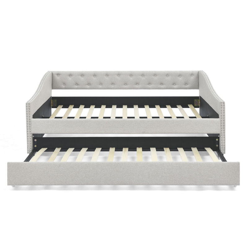 Comfortable Tufted Sofa Bed with Versatile Functionality for Home, Beige, Full/Double