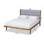 Lit plateforme grand en tissu Bristol gris et tissu d'ameublement au fini brun noyer Bristol (grand)-1274883626-1274883625