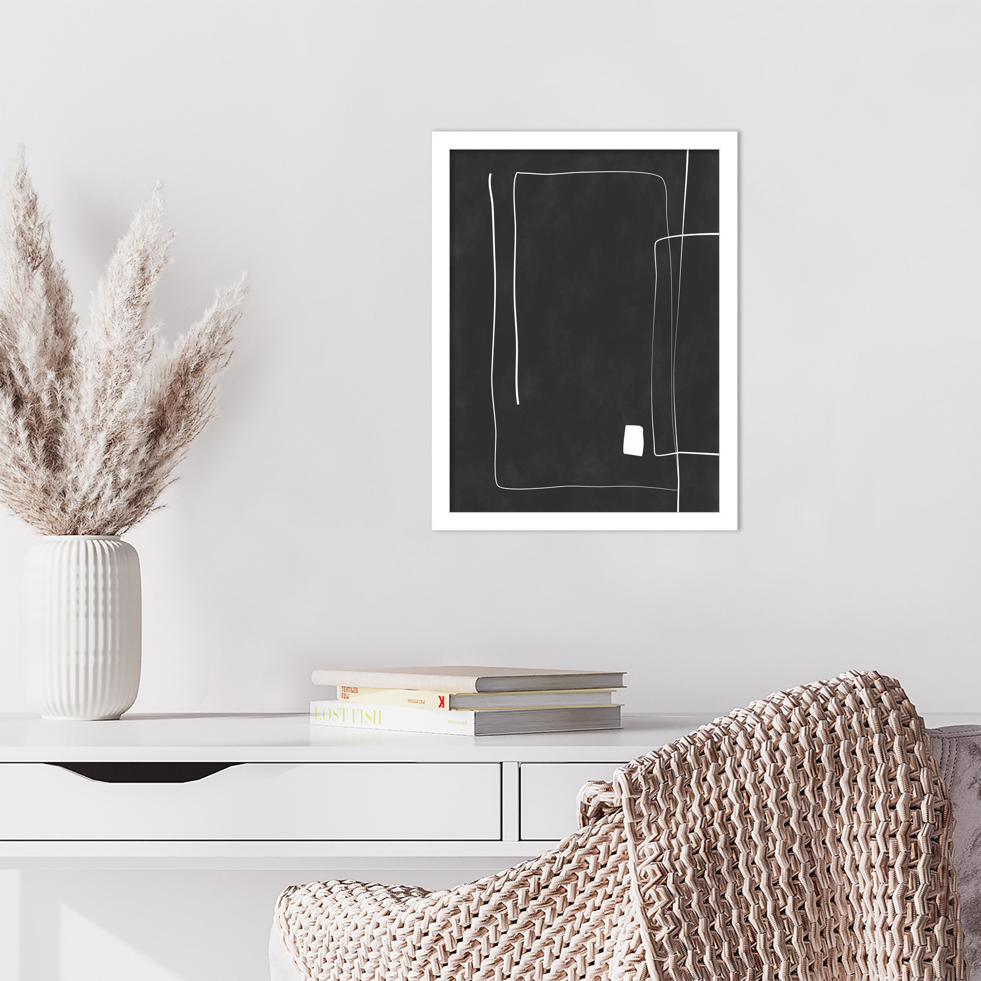 Black And White 36 by Elena Ristova, 17" H x 13" W, White