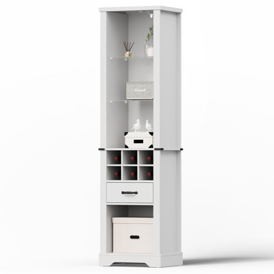 Armoire de rangement de 75 po de hauteur avec éclairage à DEL et grille à vin