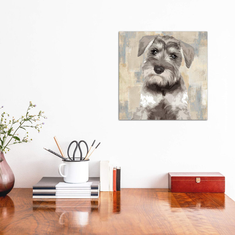 Miniature Schnauzer by Marie-Anne Stas - Wrapped Canvas Painting, 30.48 cm H x 30.48 cm W