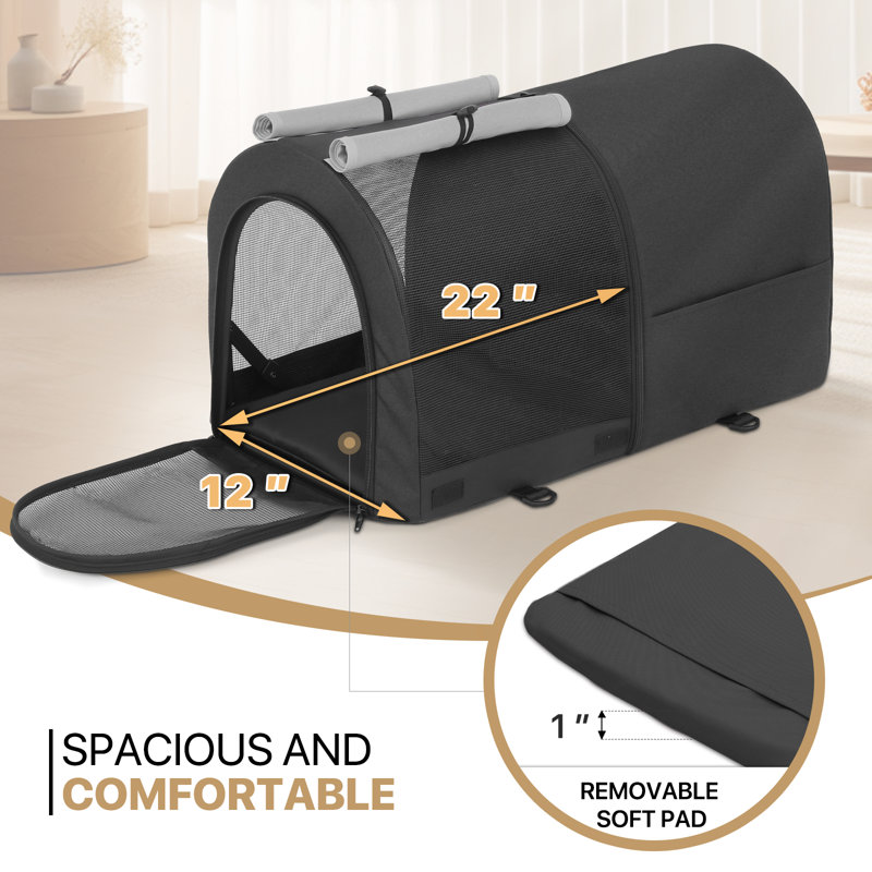 Black and Gray Double Pet Stroller with Steel Frame