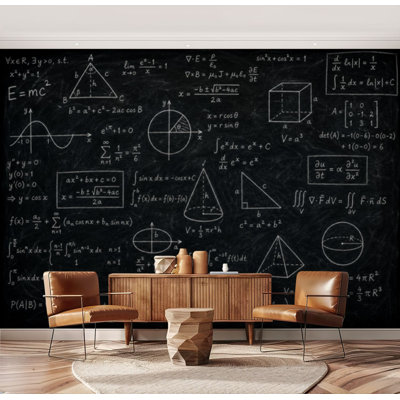 Wall Mural Peel and Stick Wallpaper Blackboard maths statistics equations ideas Self-Adhesive Removable Contact Paper Wall Decor for Living Room Bedroom 69"H x 96"W