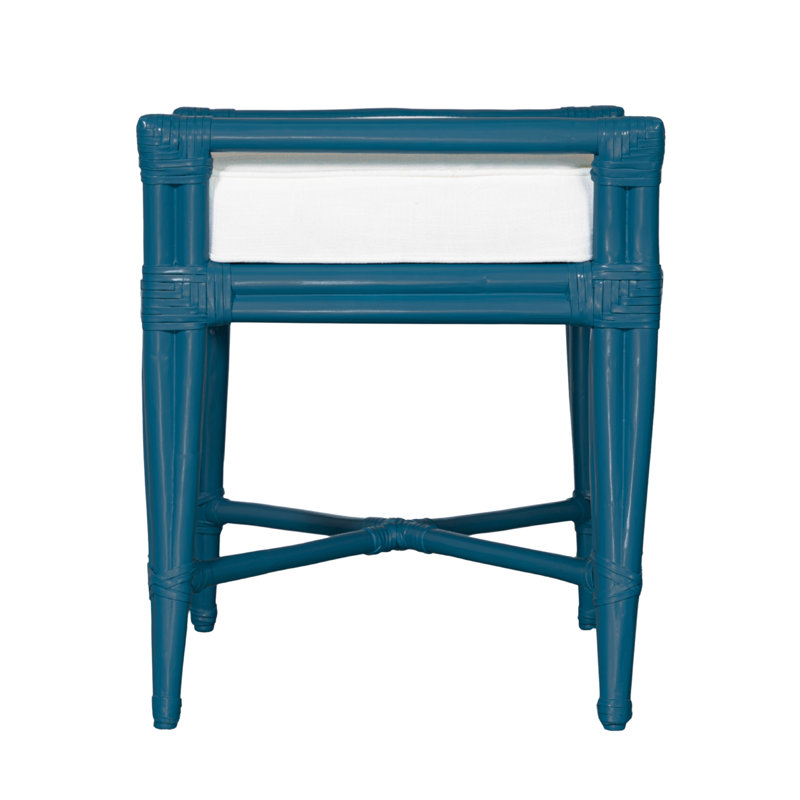 Malacca Upholstered Bench, Pacific Blue