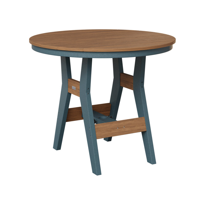 Harbor Outdoor Round Dining Table, Antique Mahogany, Slate