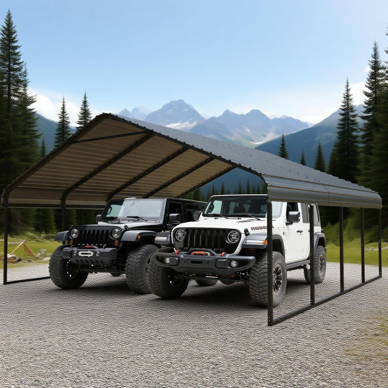Durable 20x20 FT Metal Carport Heavy Duty for 2 Cars - Large Garage Shelter Solution, Safe Boat Cover Canopy for Outdoor, Galvanized Steel Roof & Frame Car Ports for Yard