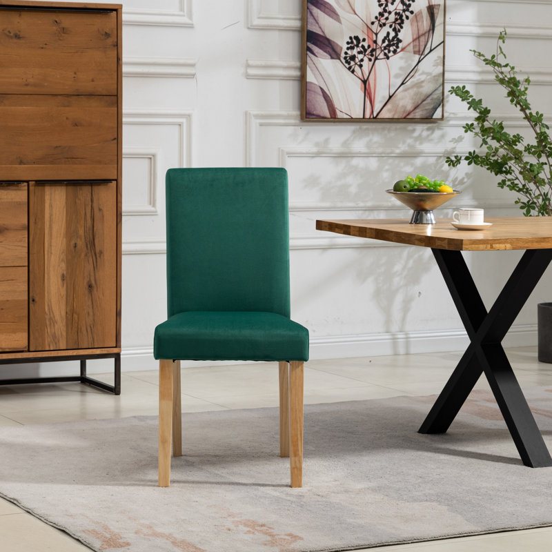 Akram 0cm H Velvet Upholstered Dining Chair, Green