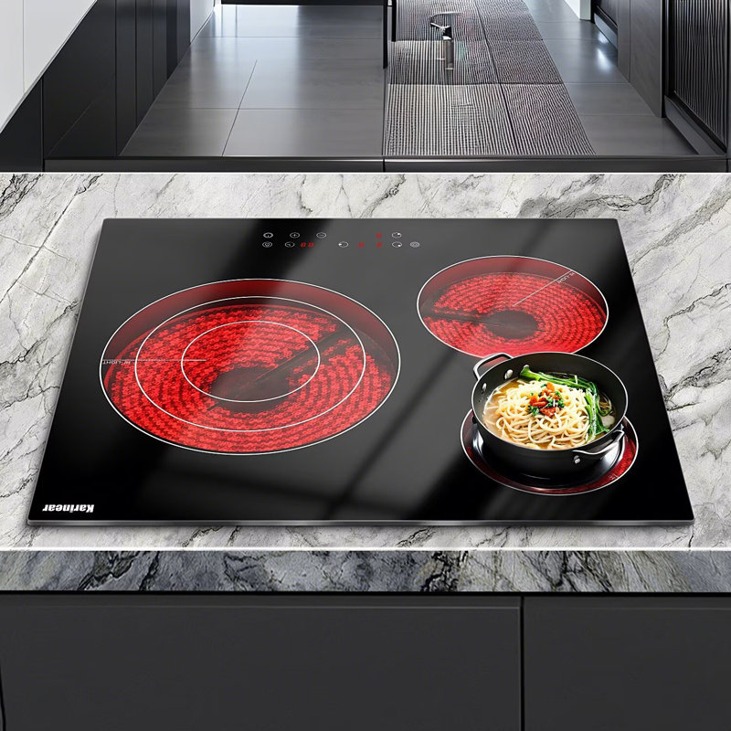 Karinear 3 Burners Electric Cooktop 24 Inch 5700W Built-in