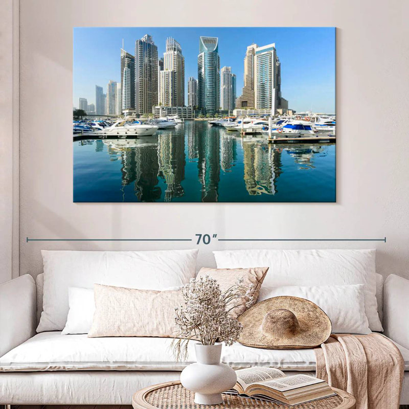 Boats At Dubai Marina, 34" H x 51" W