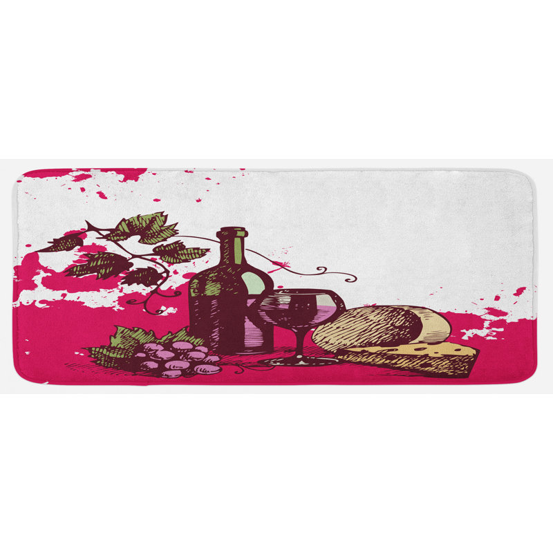 Tapis de cuisine à motif abstrait à boisson de couleur rose vert olive