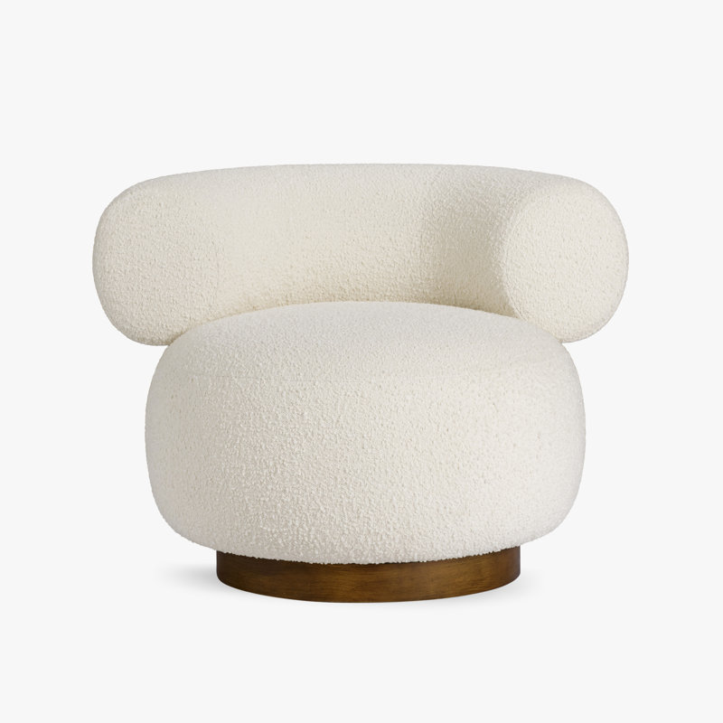 Fauteuil demi-tonneau Aubrey Boucle, Bouclé ivoire