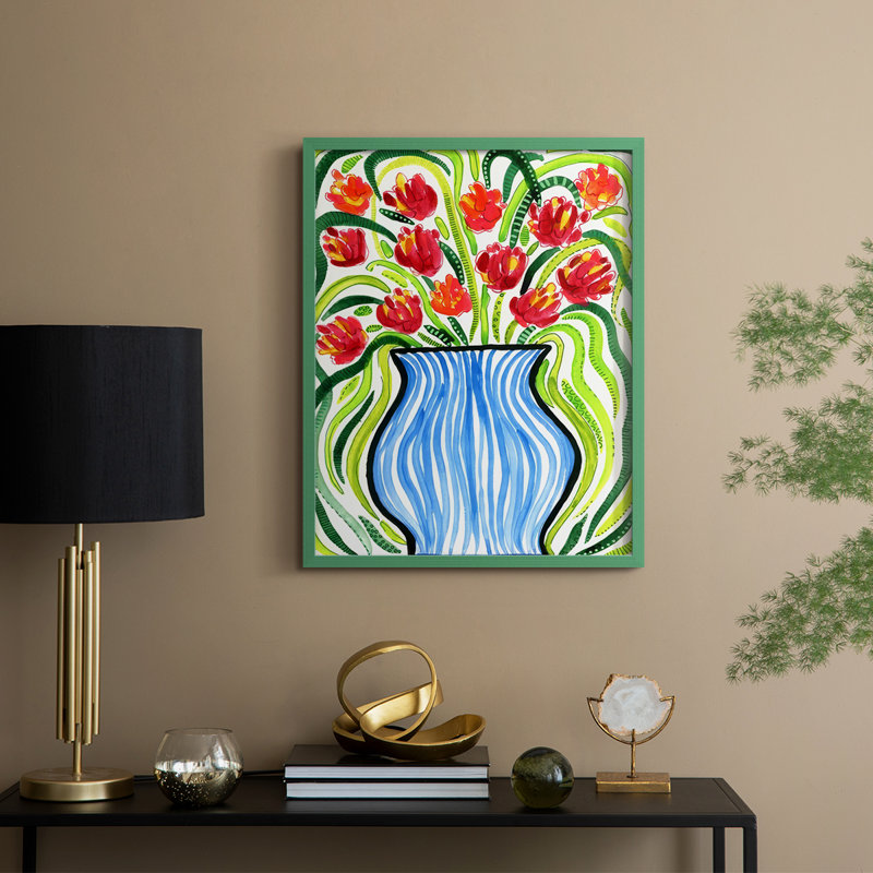 «Adventure Floral II», reproduction encadrée - bois massif, Vert, H 11 po x l 9 po