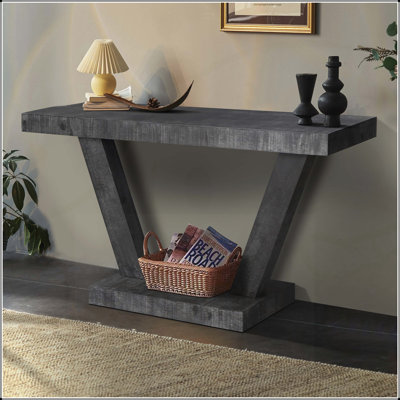 Banc de 60 pouces pour entrée en bois vieilli avec rangement à 2 niveaux en placage de bois massif, conception large rustique pour le couloir et le salon