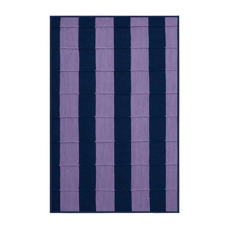 Tapis bleu à carreaux lavable à la machine, Rectangle 2 pi x 3 pi