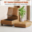  Canapé modulaire modulaire avec repose-pieds avec rangement, canapé modulaire rembourré et confortable pour salon, chambre à coucher, canapé en L 5 places avec 1 repose-pieds, similicuir brun-1467278003