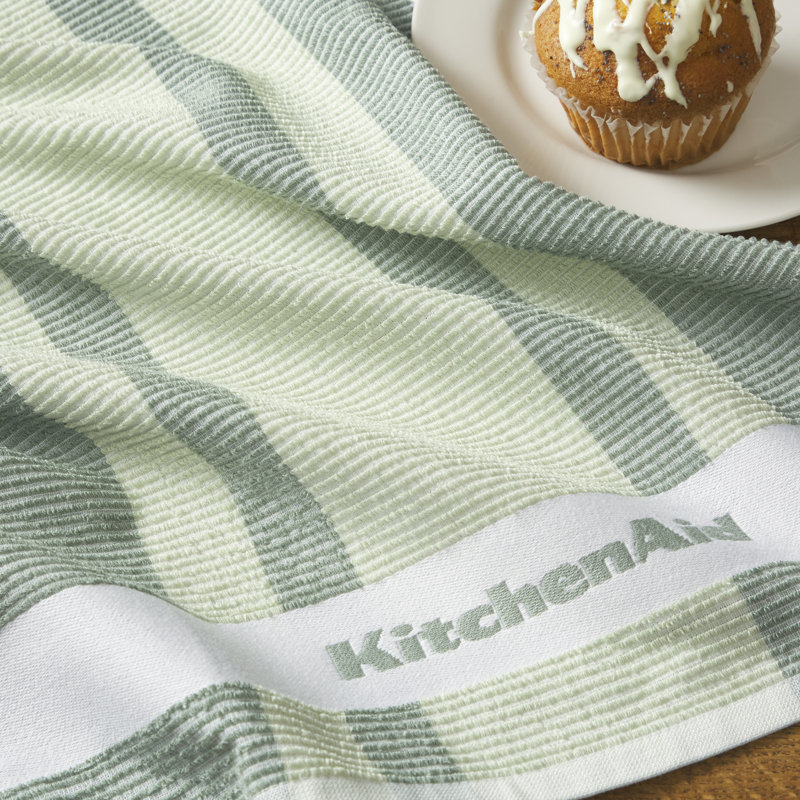 KitchenAid Micro Rib Striped Linen Set, Cardamom