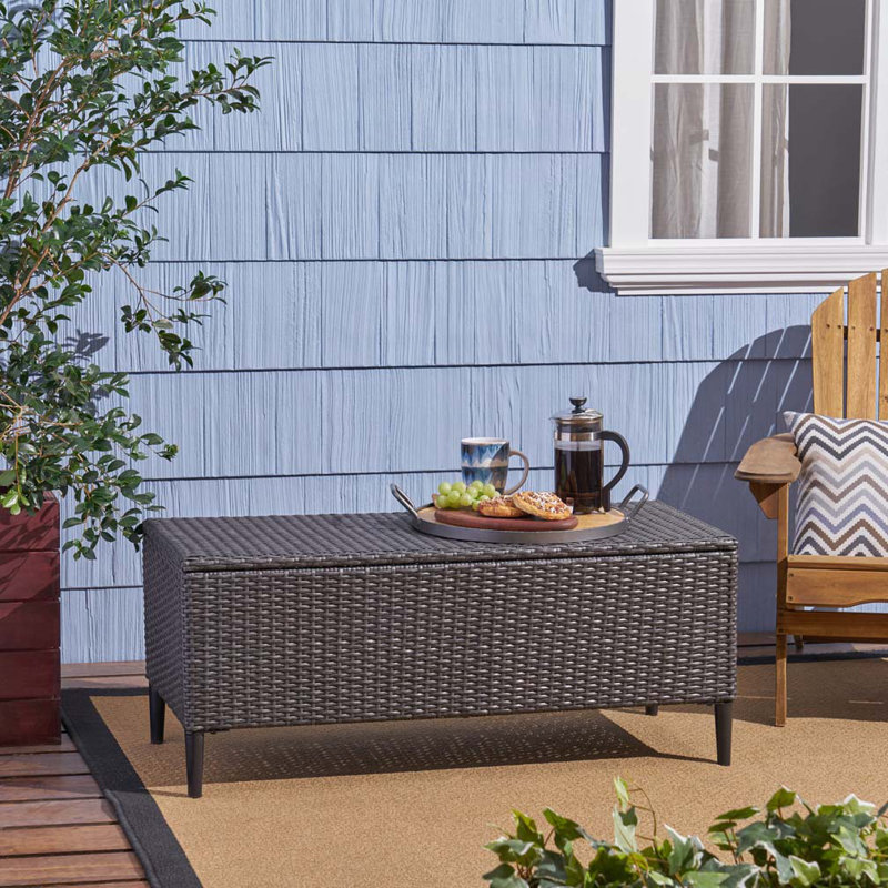 Banc de rangement en rotin pour l'extérieur, Gris