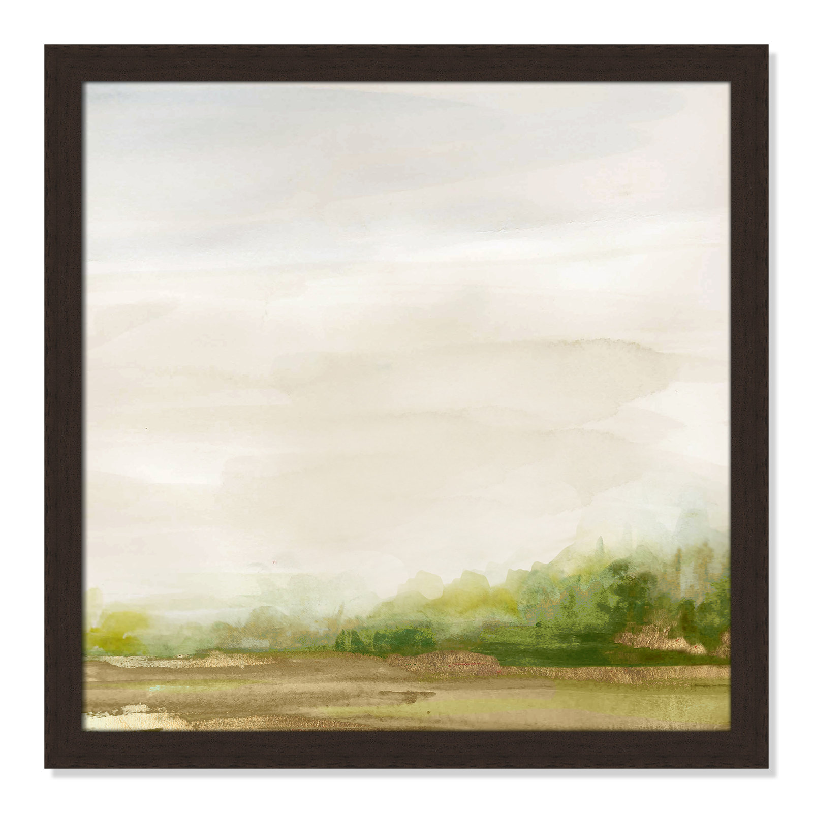 Icarus "Evening Stroll" Painting, 24.5" H x 24.5" W x 1.12" D, Walnut Framed