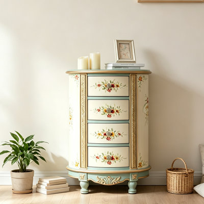 Retro Distressed Painted Solid Wood Accent Chest