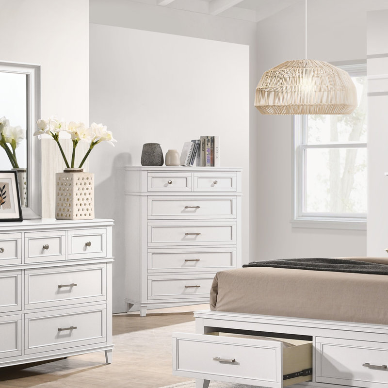 Commode 5 tiroirs, Blanc