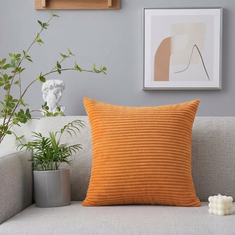 Nayely Square Throw Pillow Cover, Orange