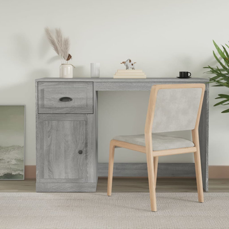 Serlin Solid Wood Base Writing Desk, Grey Sonoma