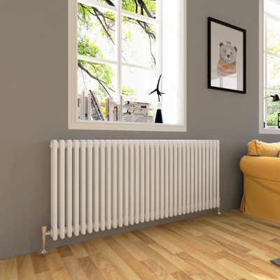 60cm, Horizontal Triple Column Radiator, White