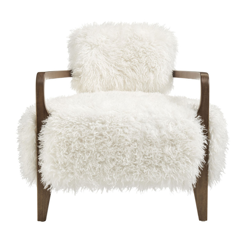 Chaise d'appoint en fausse fourrure blanche Zinnia, Blanc