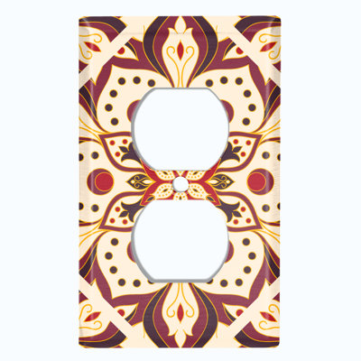 Assiette murale à 1 prise murale rectangulaire en forme de fleur de mandala Maroon