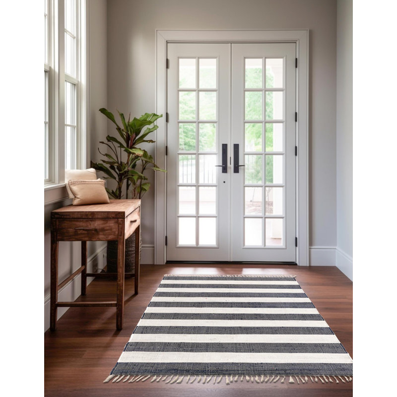 Priolo Cotton Striped Indoor Rug, Rectangle 7'1" x 10'
