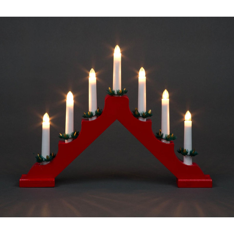 Christmas Nativity LED Candle Bridge with Candles, Pine Effect and Inline Switch, Red, 410cm H x 410cm L x 4cm D