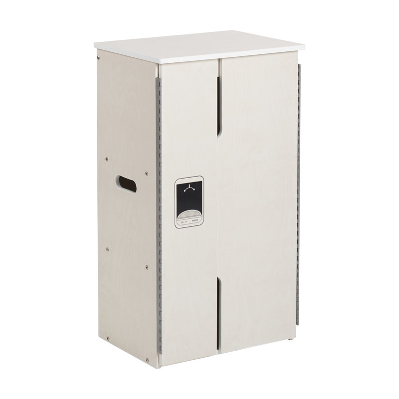 ECR4Kids Wooden Pretend Play Kitchen Refrigerator for Kids, Montessori Furniture, White Wash