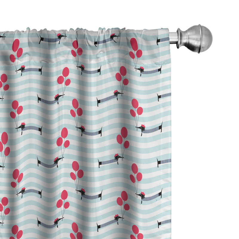 Dachshund Semi-Sheer Rod Pocket Curtain Panels, 28" x 95"