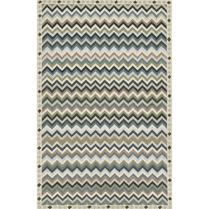 Tapis bleu en laine touffeté à la main Abbot Erin Gates by Momeni , Rectangle 3 pi 6 po x 5 pi 6 po