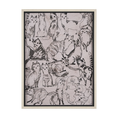 Cat Sketch By  Studio A Hand Embellished Framed Art Print Matted Under Glass