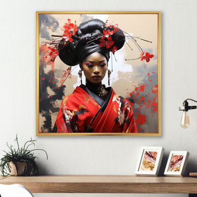 Traditional Floral Japanese Woman Dress - Japan Wall Art