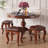 European Vintage Solid Wood Vanity Stool with Faux Leather Cushion, Carved Bedroom Accent Stool for Dining Room, Piano, and Living Room