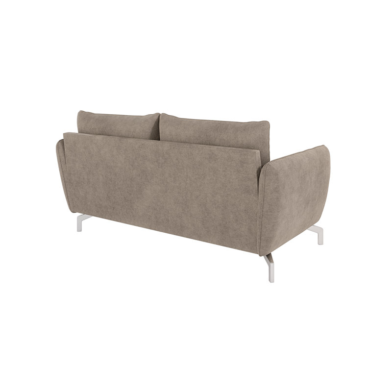 Modern Sofa 2 seater  with Silver Metal Legs, Dark Beige